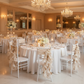Indoor Wedding Reception with Champagne Curly Willow Chair Sash