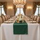 Indoor Wedding Reception with Emerald Green Velvet Table Runner