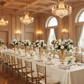 Indoor Wedding Reception - Ivory Satin 90x132 Rectangular Tablecloth 