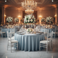 Indoor Wedding Reception Dusty Blue Lamour Satin Round Tablecloth 
