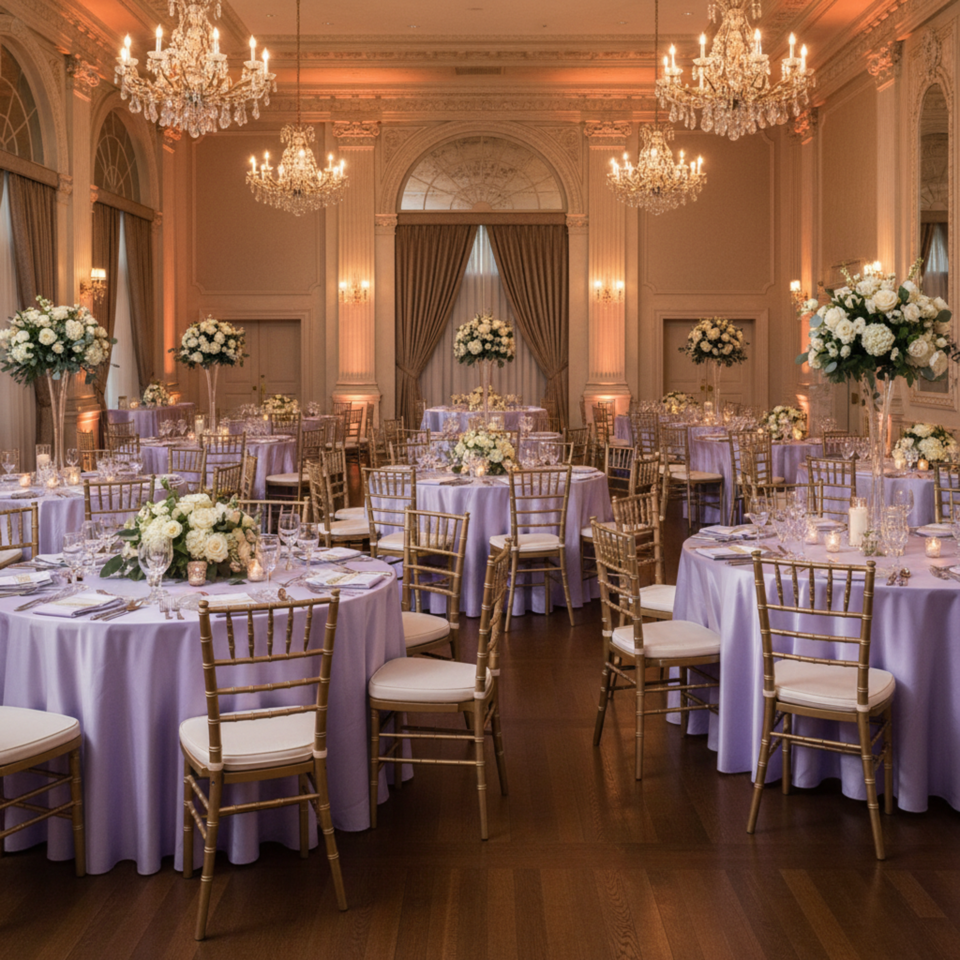 Indoo Wedding Reception – Lavender 120 Round Satin Tablecloth