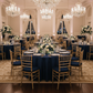 Indoor Wedding Reception – Navy Blue Crinkle Shimmer Tablecloth