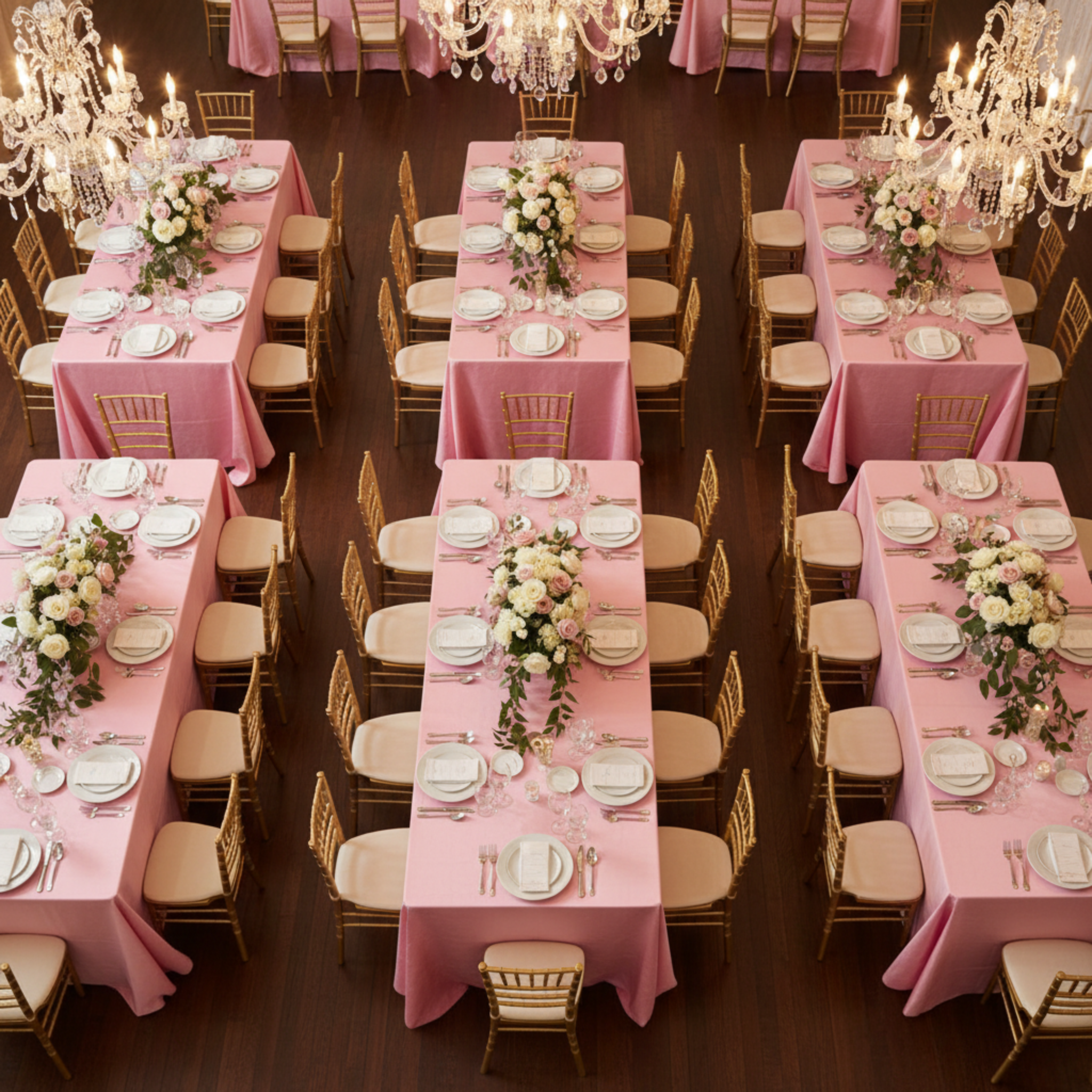 Indoor Wedding Reception Top View 5 Chairs