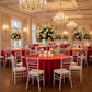 Indoor Wedding Reception Red Satin 132 Round Tablecloth