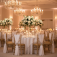Indoor Wedding Reception with White Chiffon Chair Sashes