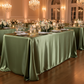 Indoor Wedding Reception 90x132 Rectangular Satin Tablecloth Willow Green