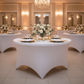 Indoor Wedding Reception with 5FT White Spandex Table Covers