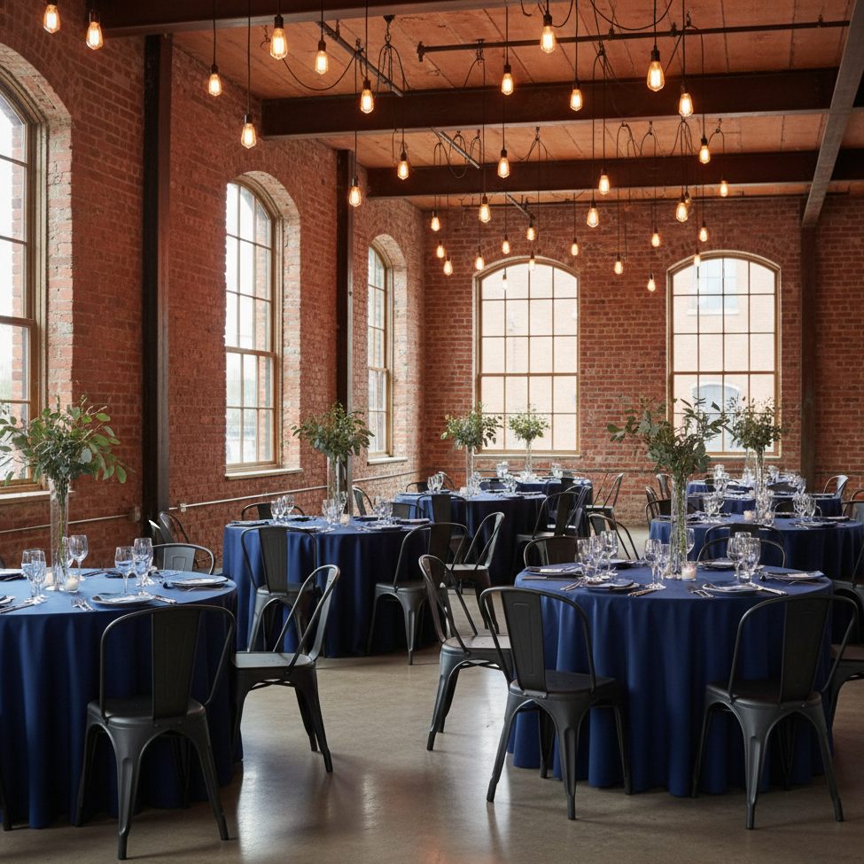 Industrial Indoor Event - Navy Blue Scuba Tablecloth
