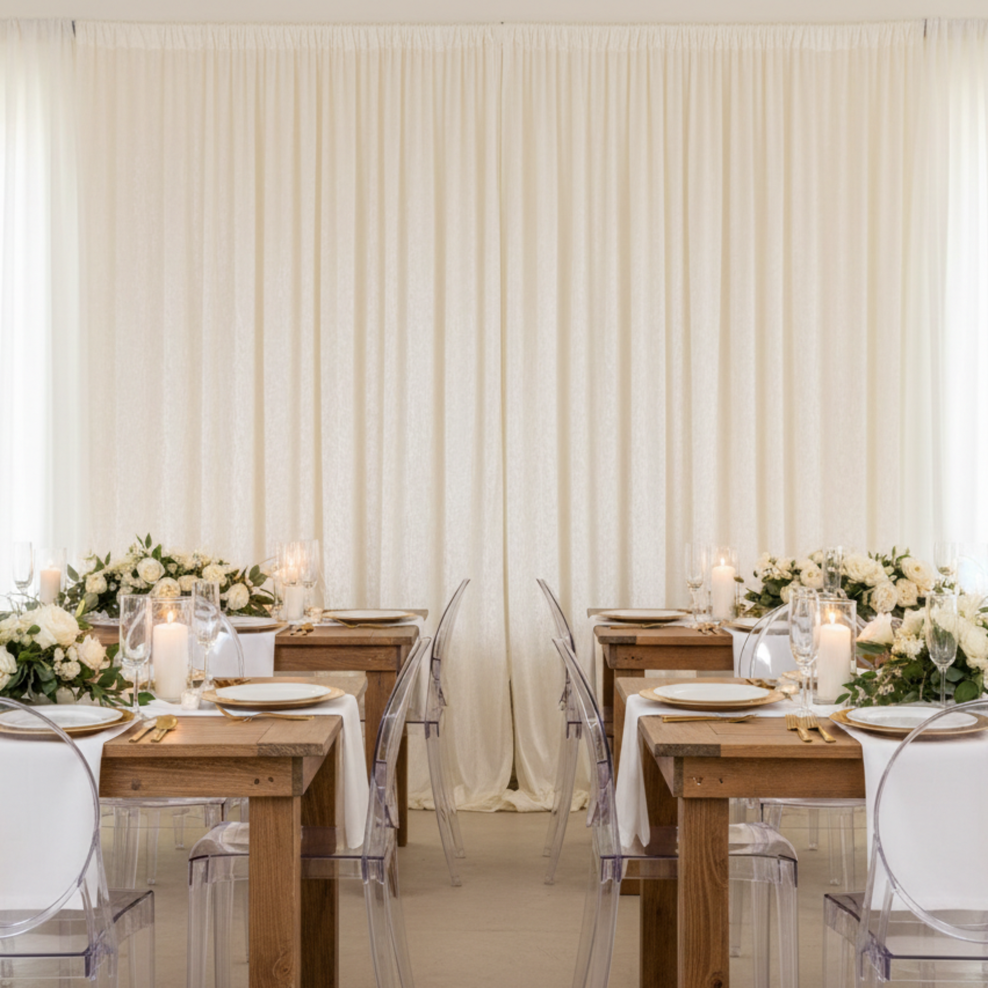 Indoor Ivory 12FT Velvet Drape Backdrop