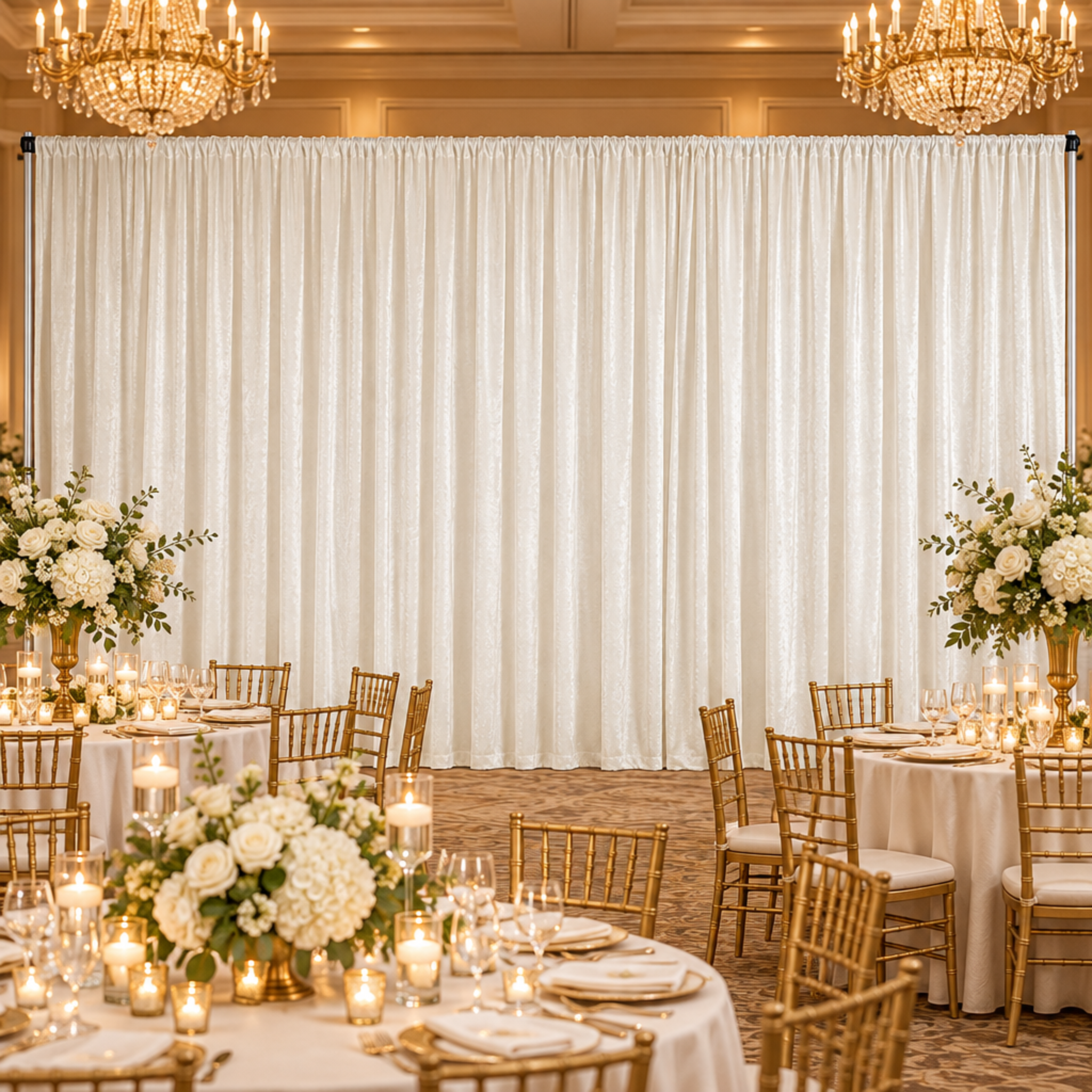 Ivory Velvet Backdrop - Indoor Ballroom