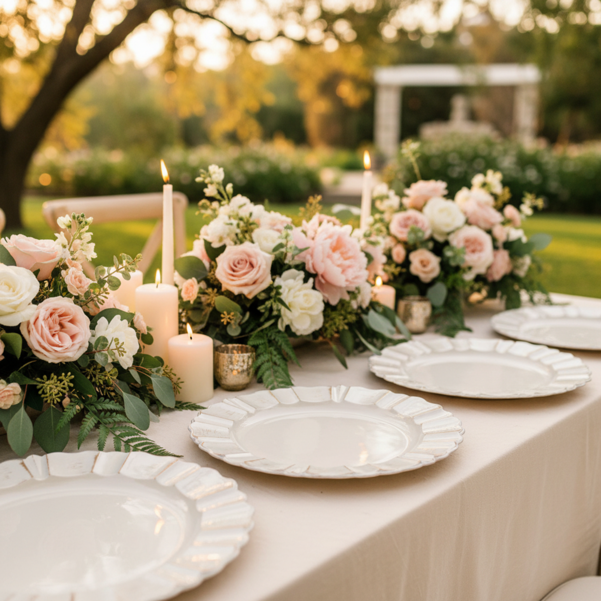 Ivory Waved Scalloped Charger Plate – Outdoor Wedding