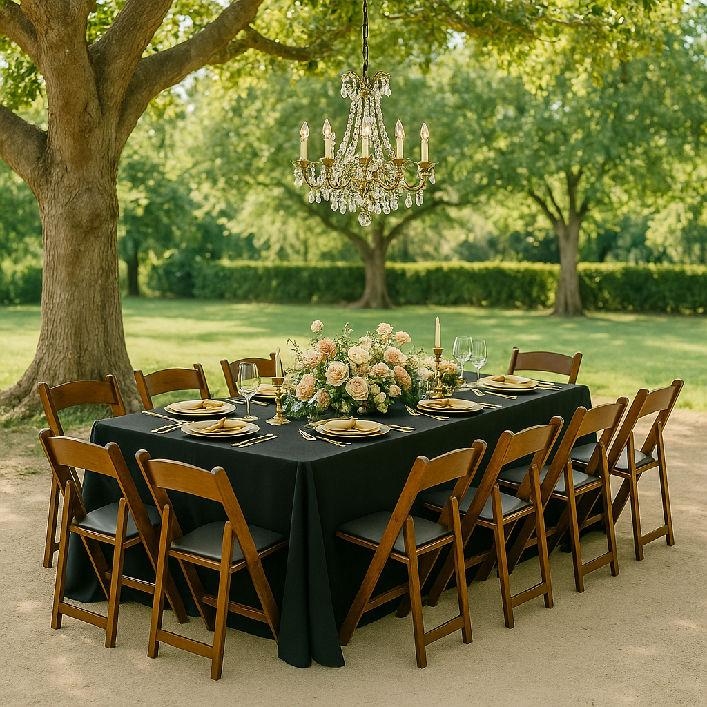 King Tablecloth in a garden setting