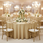 Lamour Satin 120" Round Tablecloth - Gold Antique with Chiavari Gold Chairs.
