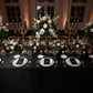 Lamour Satin 90"x156" Rectangular Oblong Tablecloth - Black in Luxurious Reception.