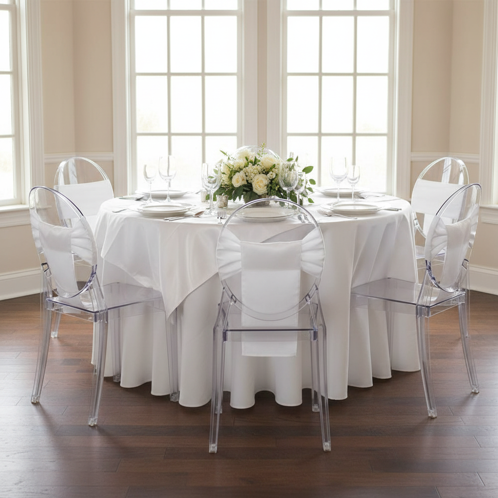Lamour Satin Chair Sash - White.