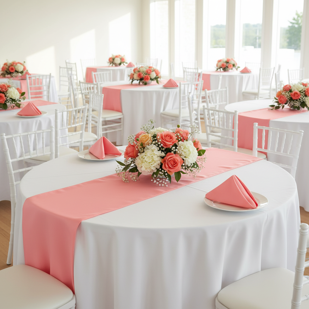 Lamour Satin Napkin 20"x20" - Coral.