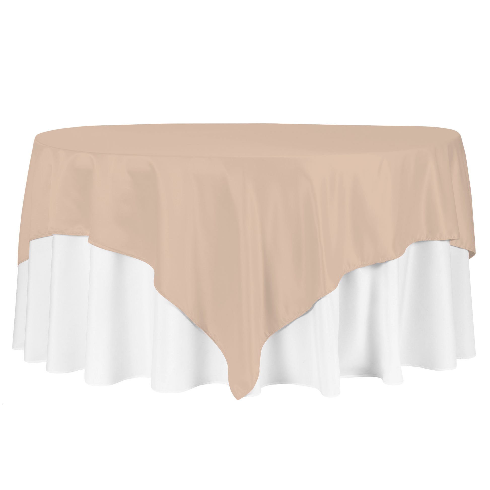 Square 90"x90" Lamour Satin Table Overlay - Champagne