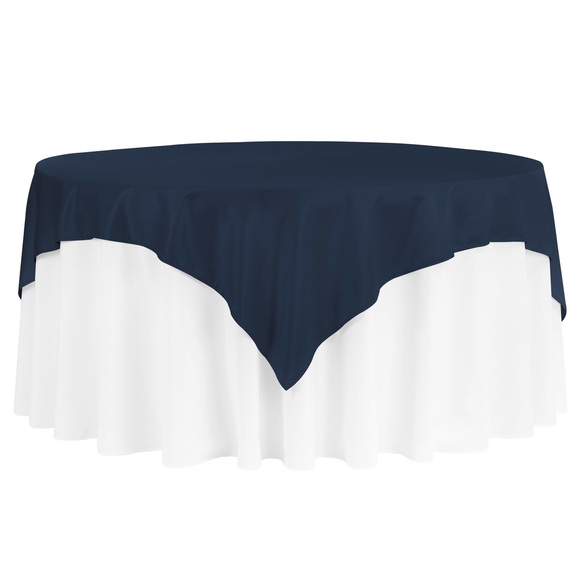 Square 72" Lamour Satin Table Overlay - Navy Blue