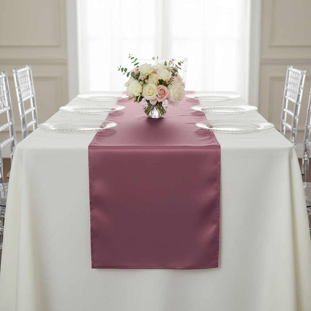 Lamour Satin Table Runner - Burgundy.