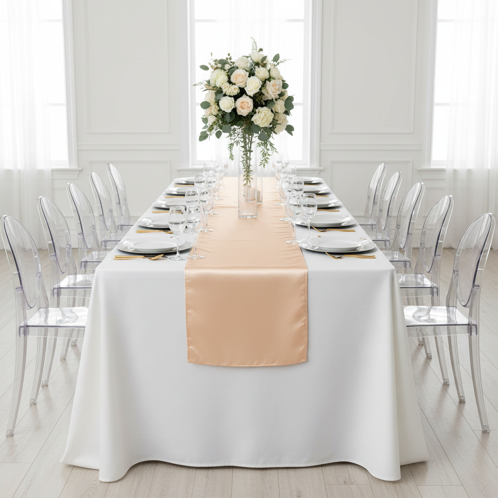 Lamour Satin Table Runner - Champagne.