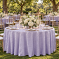 Lavender tablecloth at a garden reception