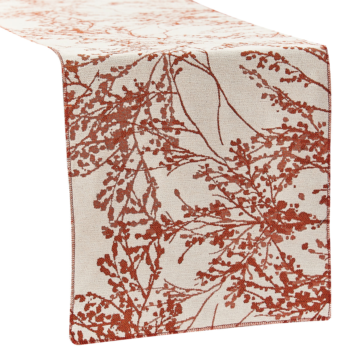 Leaf Branch Reversible Jacquard Table Runner - Rust - CV Linens™