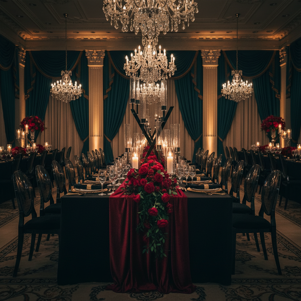16 Branches Black Metal Candelabra Centerpiece.