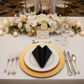 17"x17" Economy Polyester Napkin - Black in Flat Lay View.