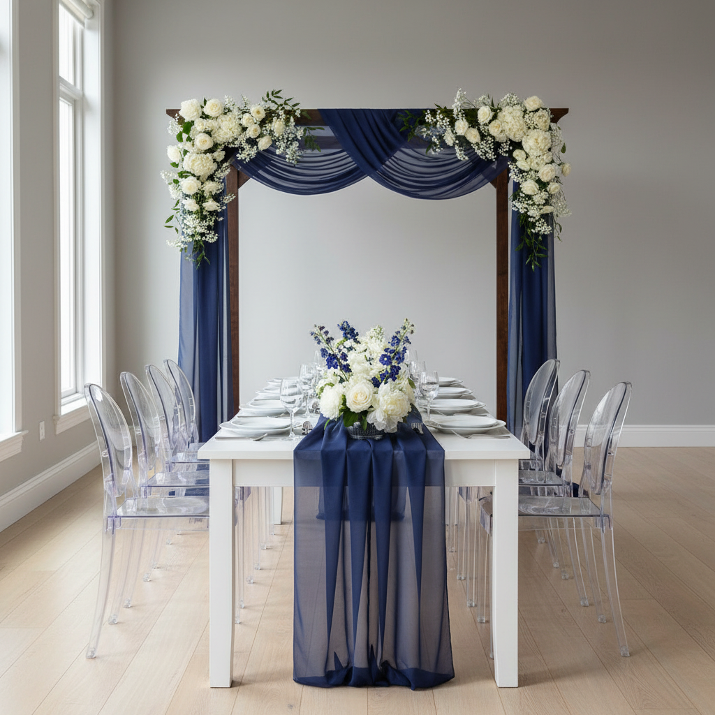 40 yds Organza Fabric Roll - Navy Blue.