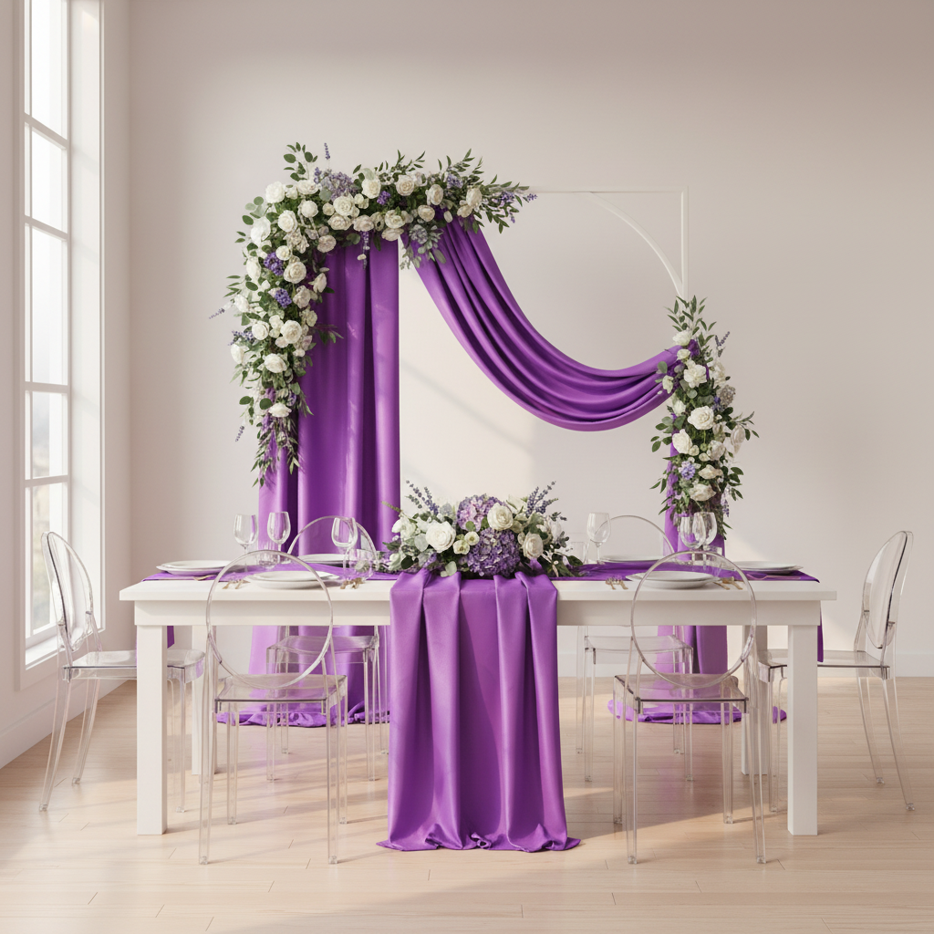 40 yds Satin Fabric Roll - Purple.