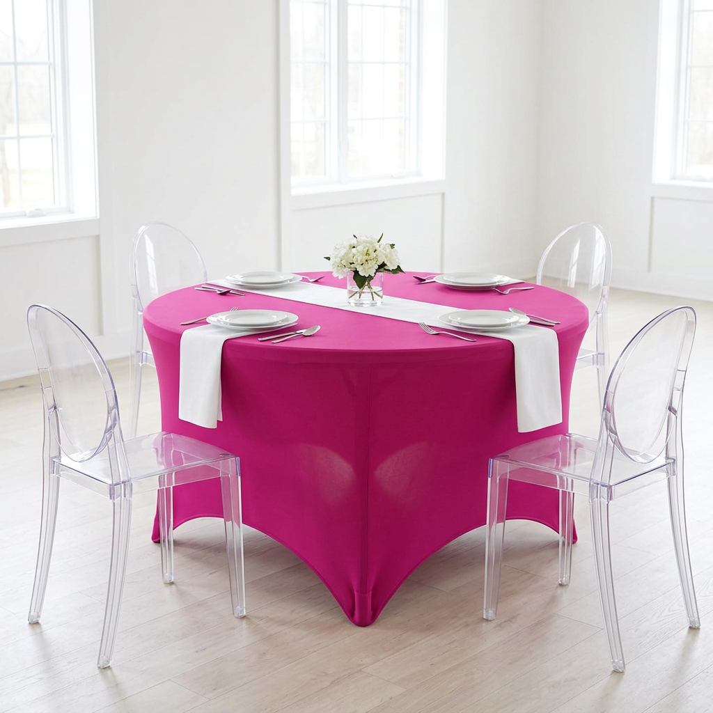 5FT Round Spandex Table Cover - Fuchsia.