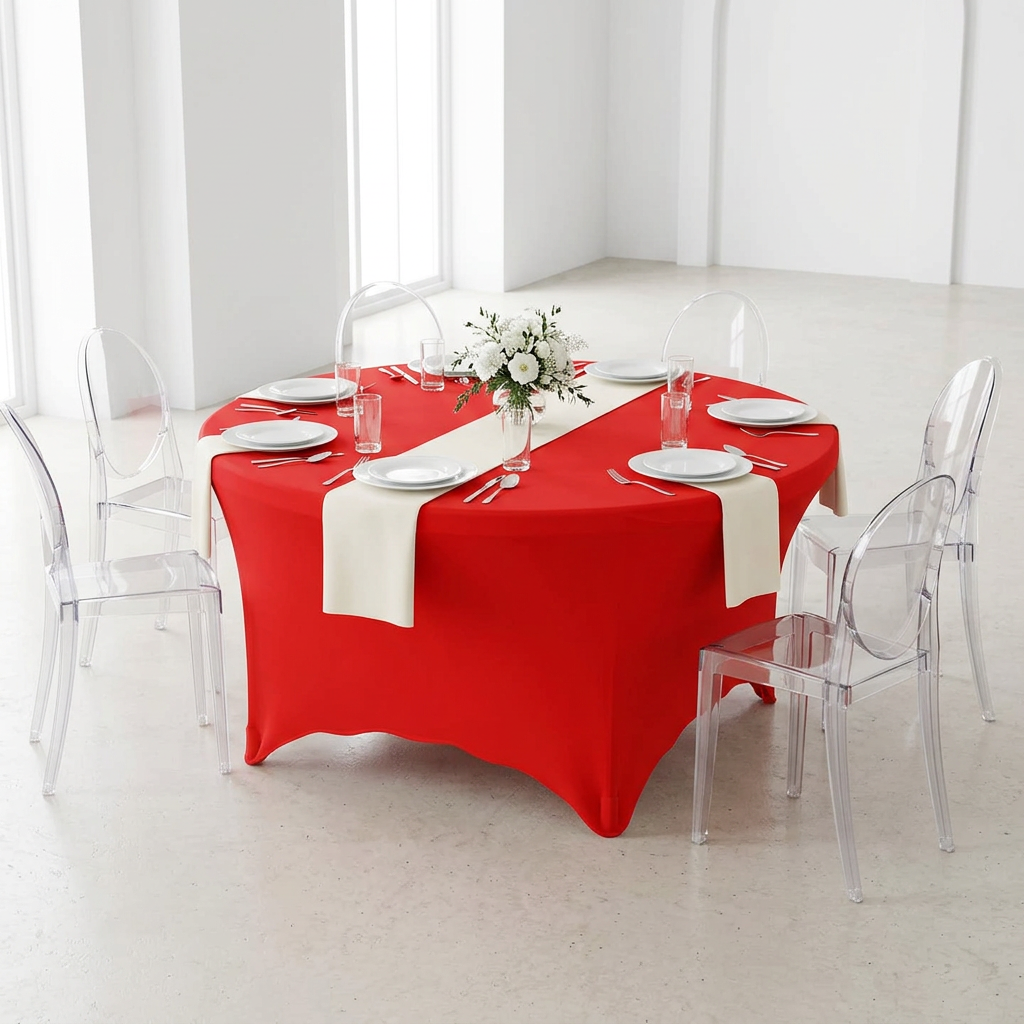 5FT Round Spandex Table Cover - Red.