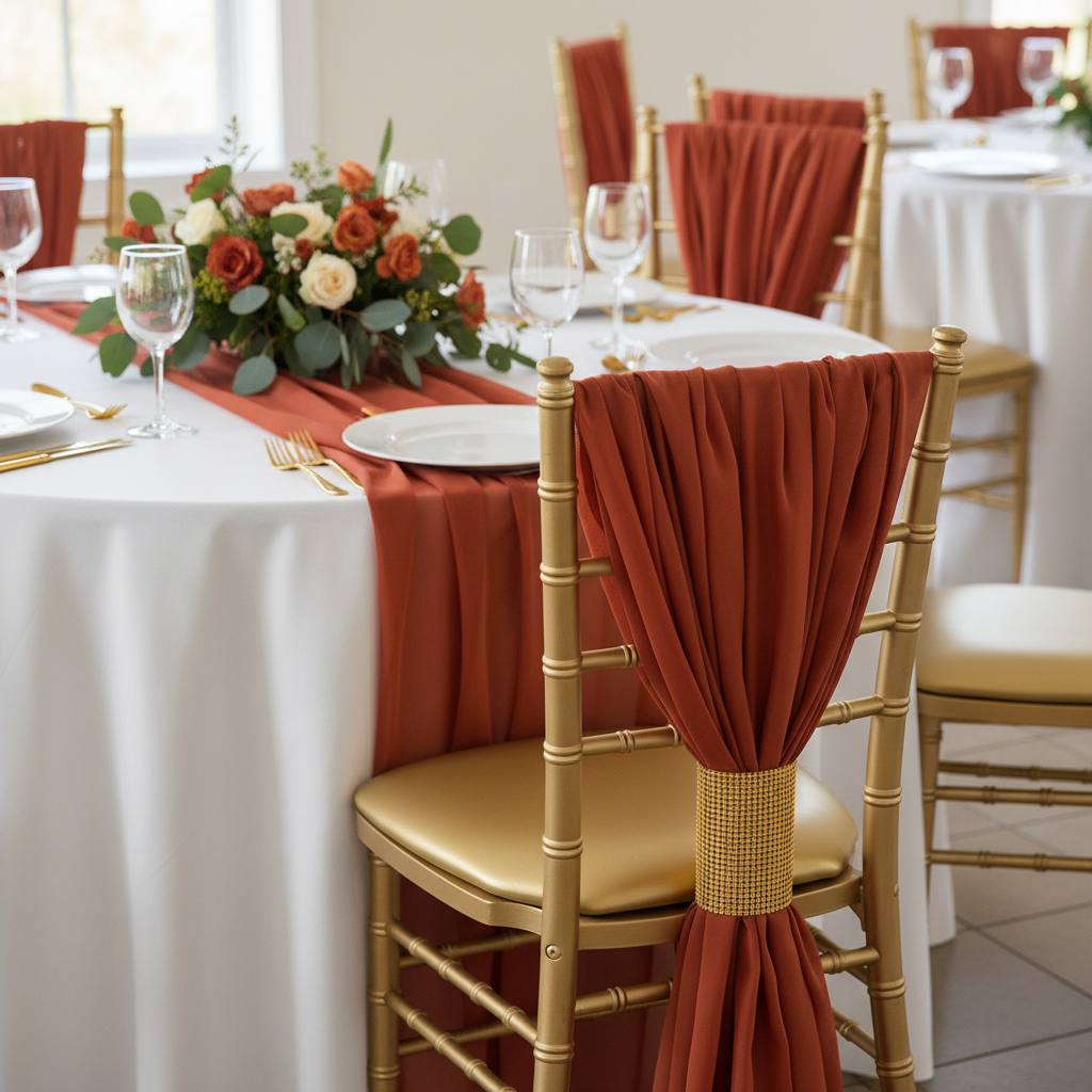 5pcs Pack of Chiffon Chair Sashes/Ties 19