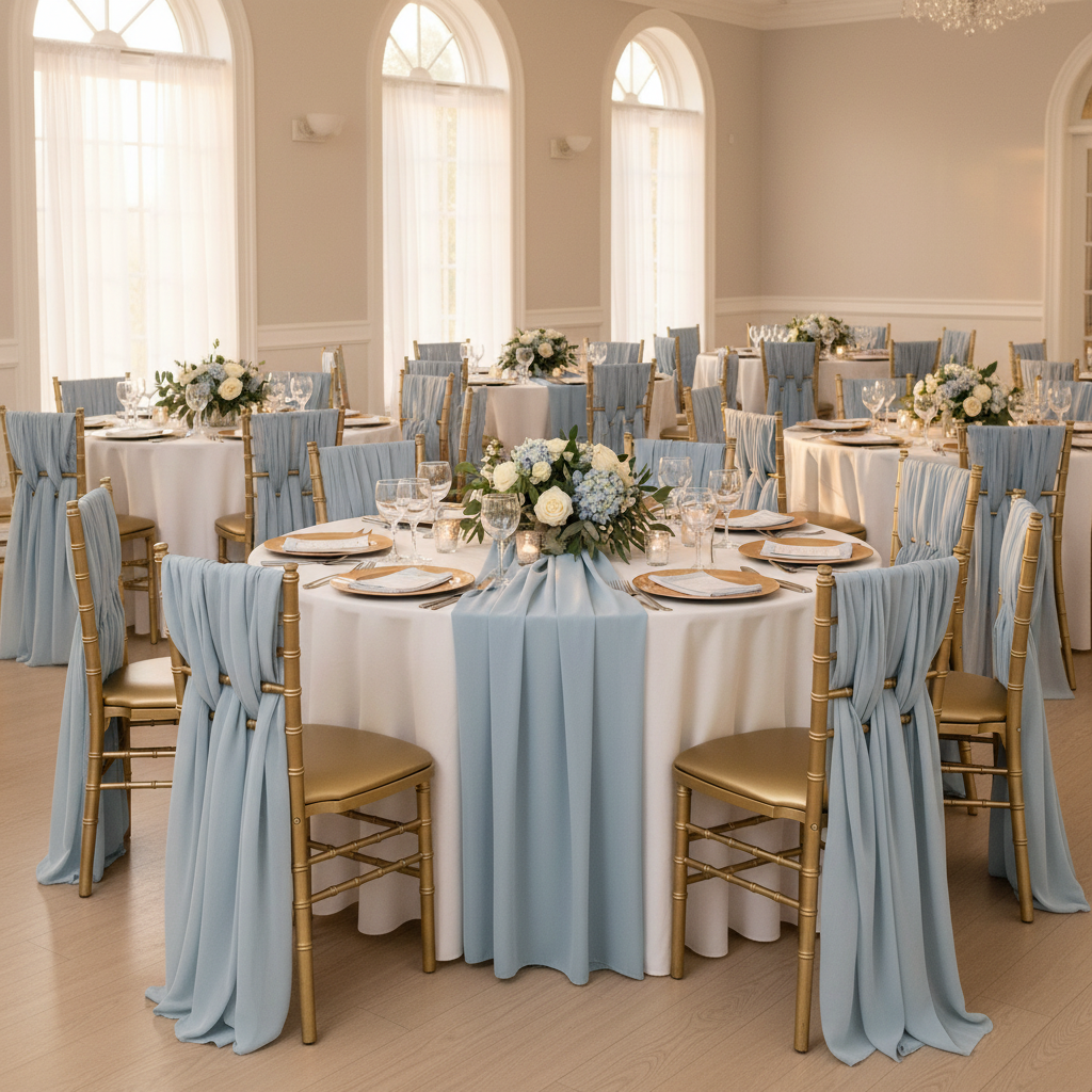 5pcs Pack of Chiffon Chair Sashes/Ties 19