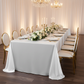 90"x156" Rectangular Satin Tablecloth - White with Oval Chairs.