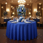 Accordion Crinkle Taffeta 132" Round Tablecloth - Royal Blue in Indoor Reception.