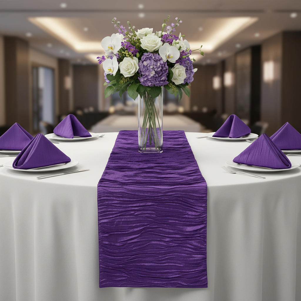 Accordion Crinkle Taffeta Napkin 20"x20" - Purple.