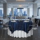 Accordion Crinkle Taffeta Table Overlay Topper 85"x85" Square  - Navy Blue.