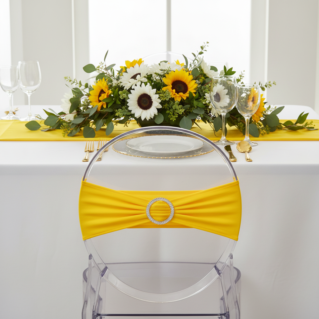 Buckle Spandex Stretch Chair Band - Bright Yellow