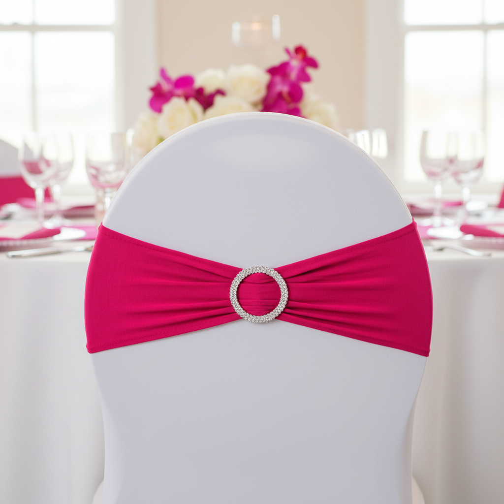 Buckle Spandex Stretch Chair Band - Fuchsia.