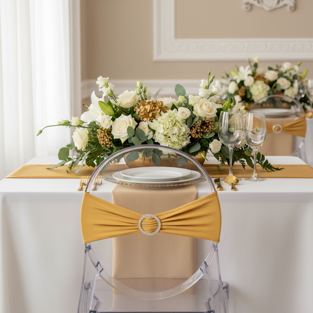 Buckle Spandex Stretch Chair Band - Gold