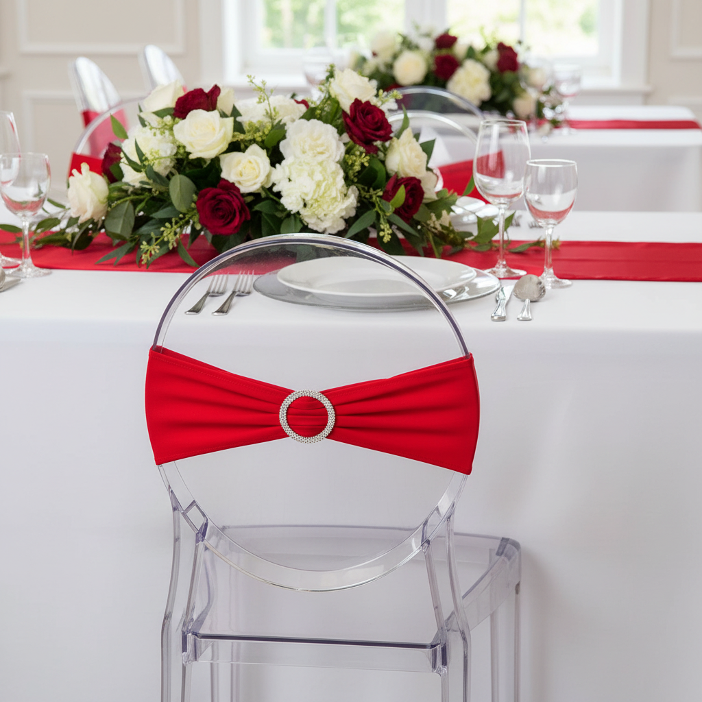 Buckle Spandex Stretch Chair Band - Red