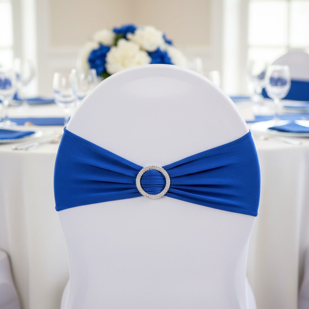 Buckle Spandex Stretch Chair Band - Royal Blue.