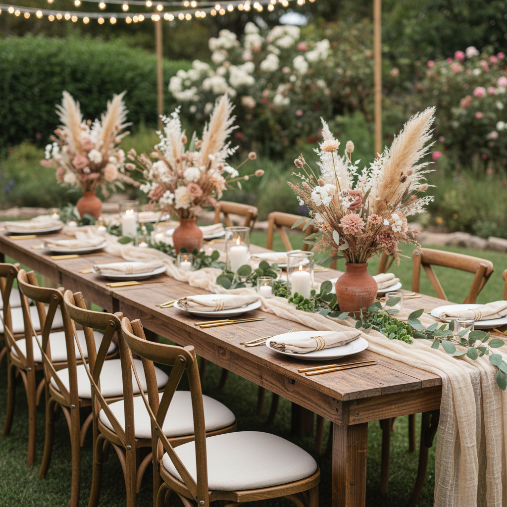 Cheesecloth Table Runner 25" x 16ft - Champagne.