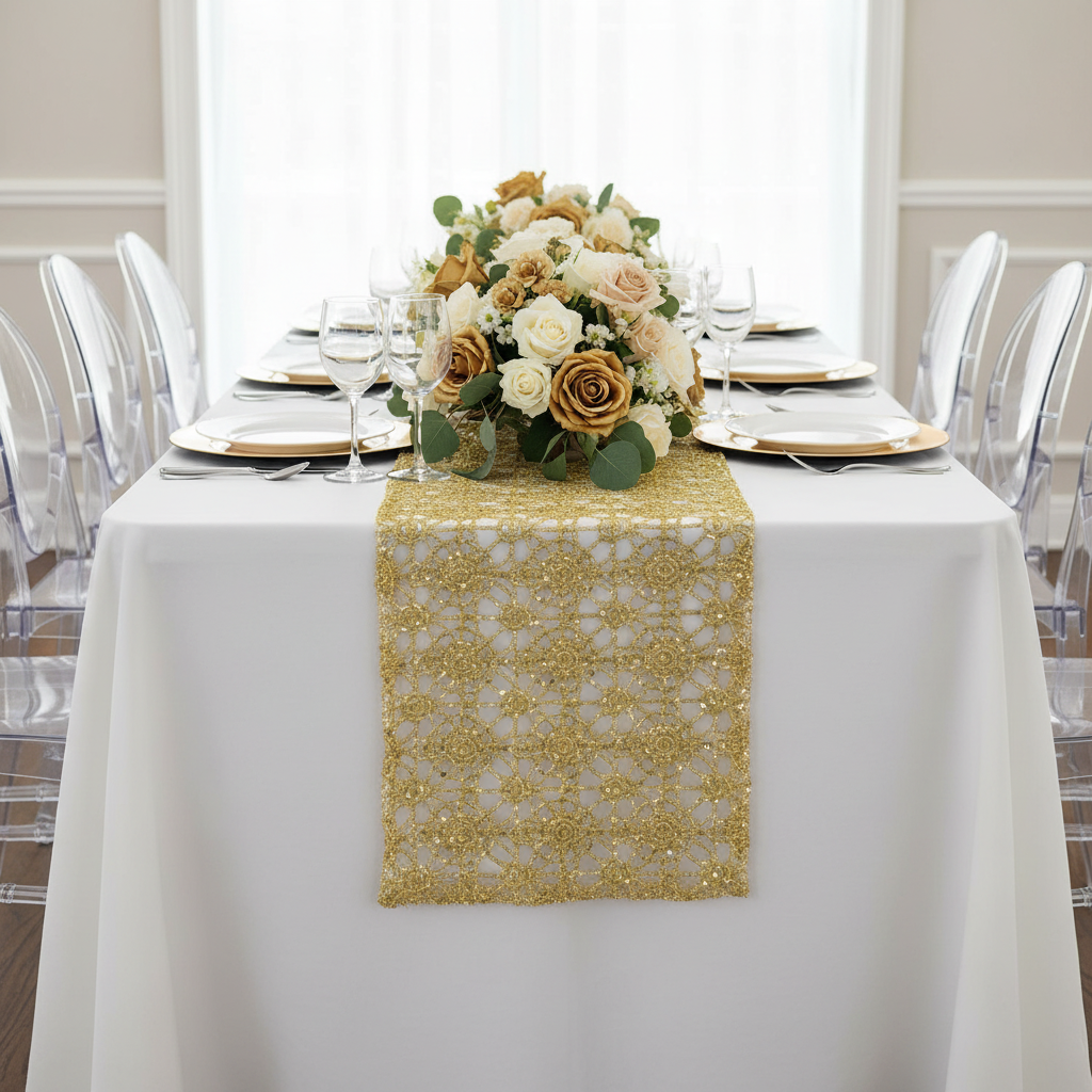 Chemical Lace Table Runner - Gold
