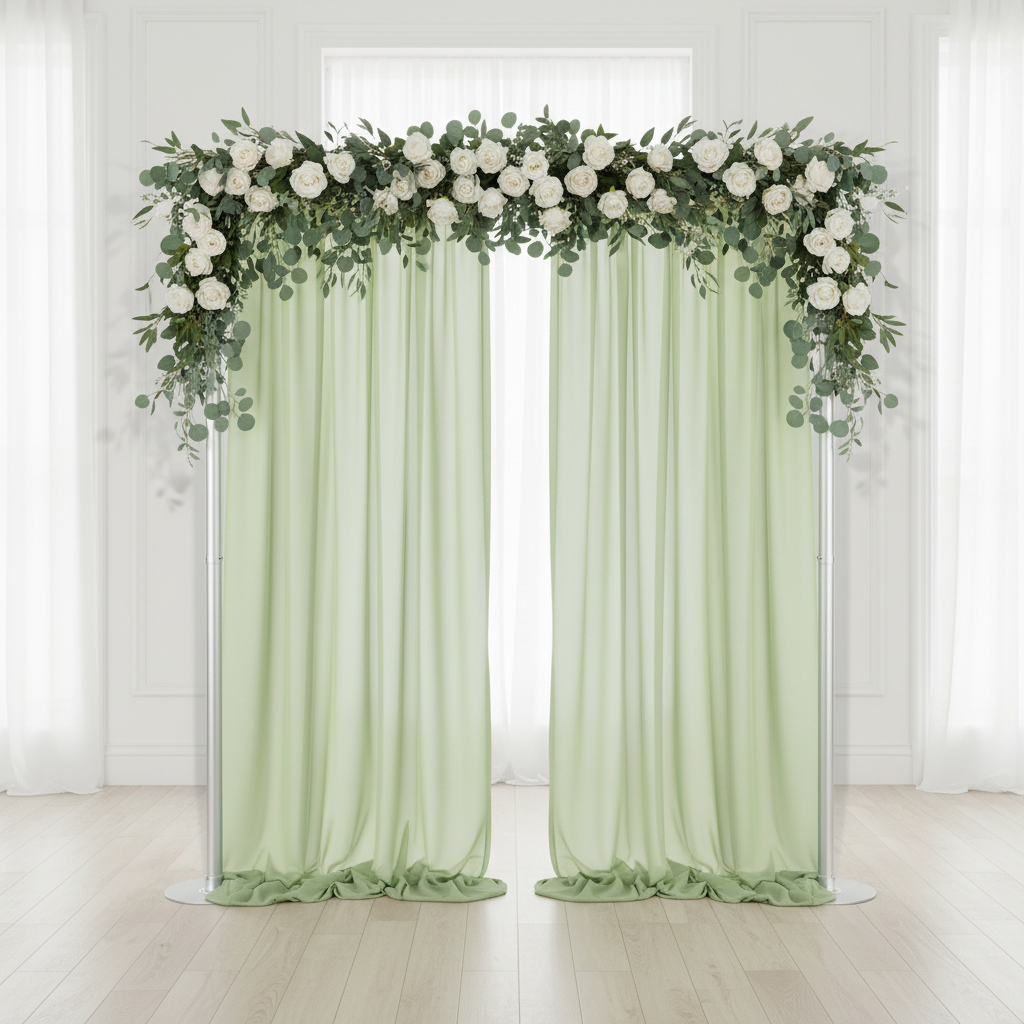 Chiffon Curtain Drape 12ft H x 58" W Panel - Sage Green.