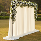 Chiffon Curtain Drape 14ft H x 58" W Panel - Ivory with Rose Bushes.