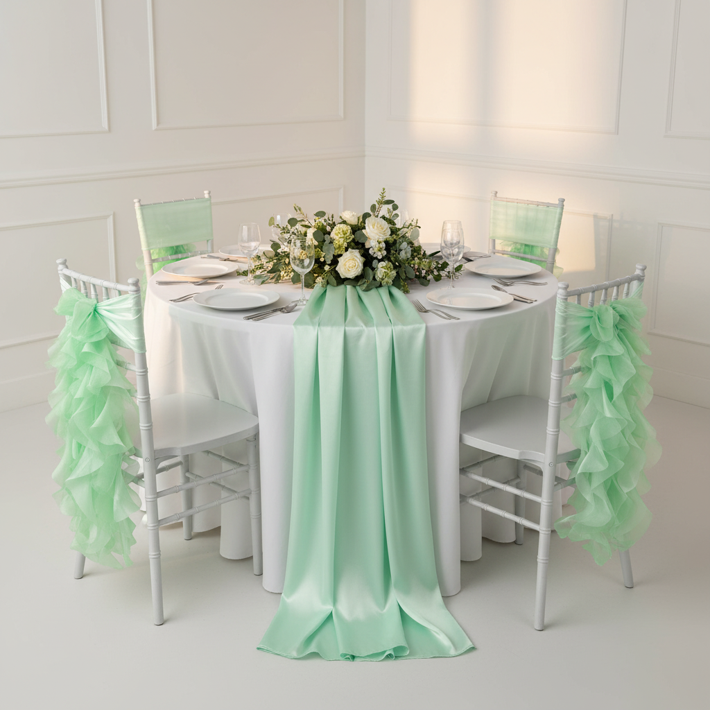 Curly Willow Chair Sash - Mint Green.