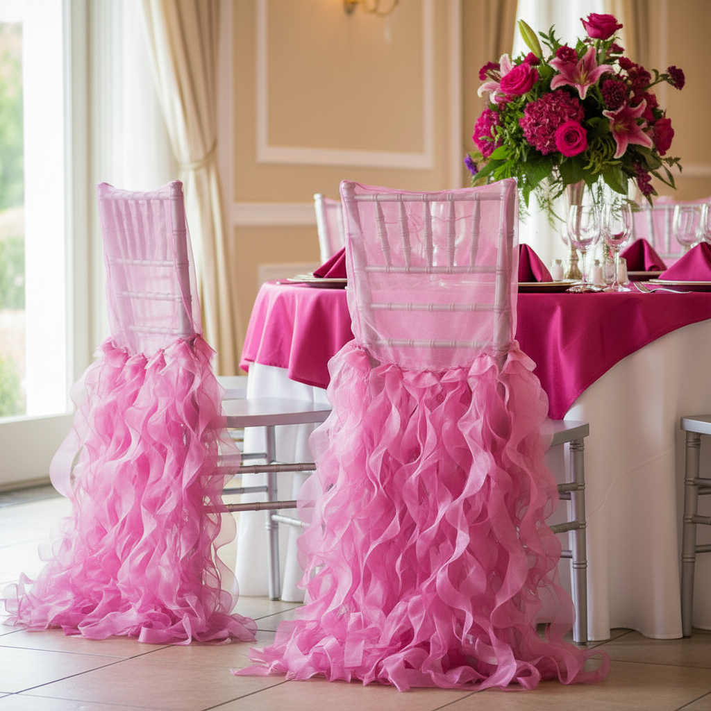 Curly Willow Chiavari Chair Back Slip Cover - Fuchsia.