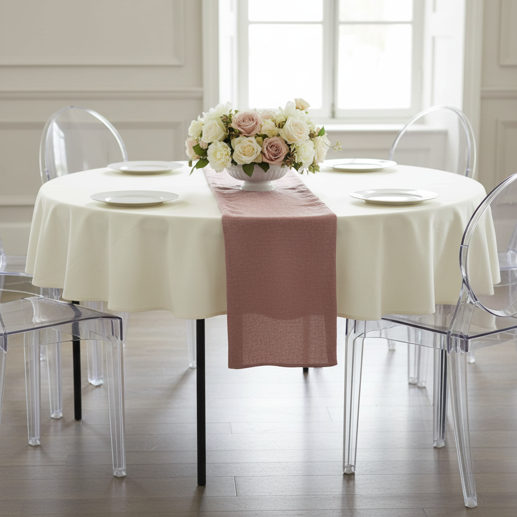 Economy Polyester Tablecloth 90" Round - Ivory.